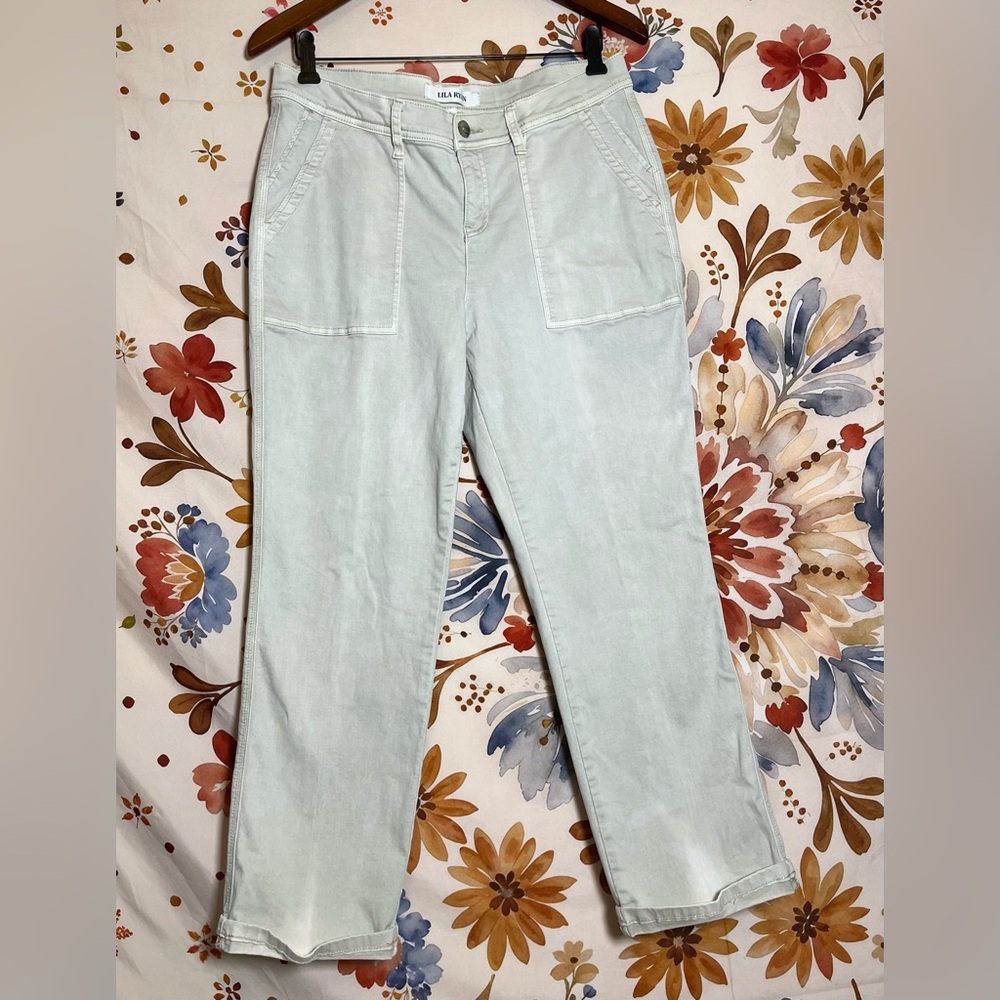 Lila Ryan Womens 8/10 Payton Peyote Beige Utility Crop Spring Relaxed Waist Pant